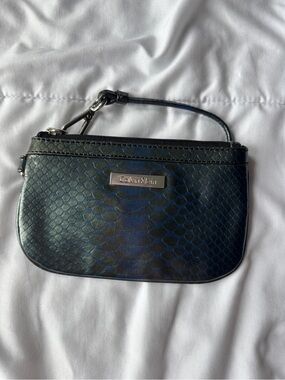 Calvin Klein Iridescent Black Snake-Embossed Wristlet